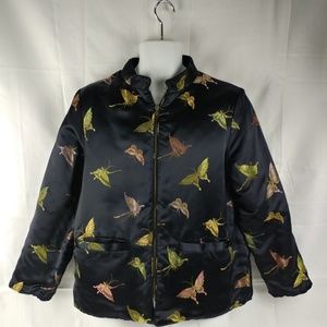Reversible Satin Butterflies Quilted Black jacket